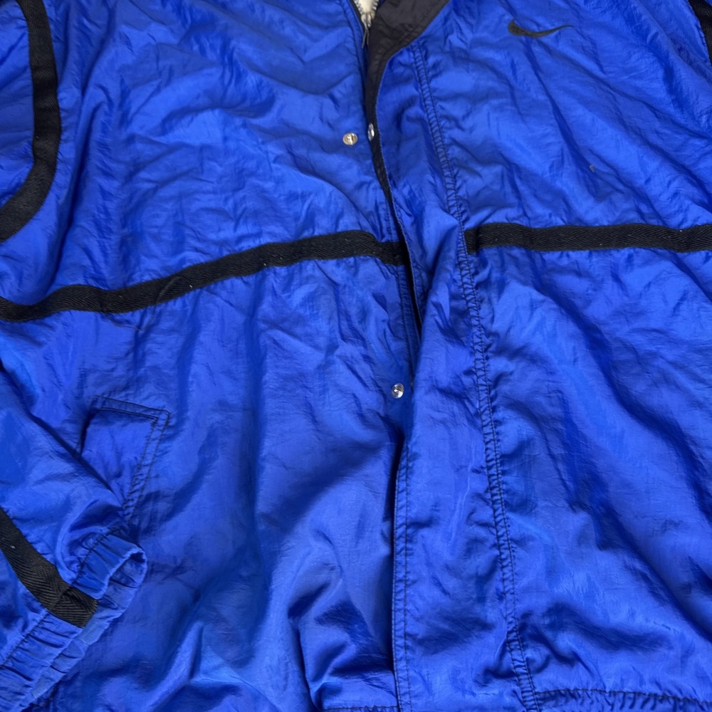 VINTAGE Nike Track Jacket Large Blue‎ Baggy Big Swoosh Windbreaker Retro 90s* - Picture 5 of 12